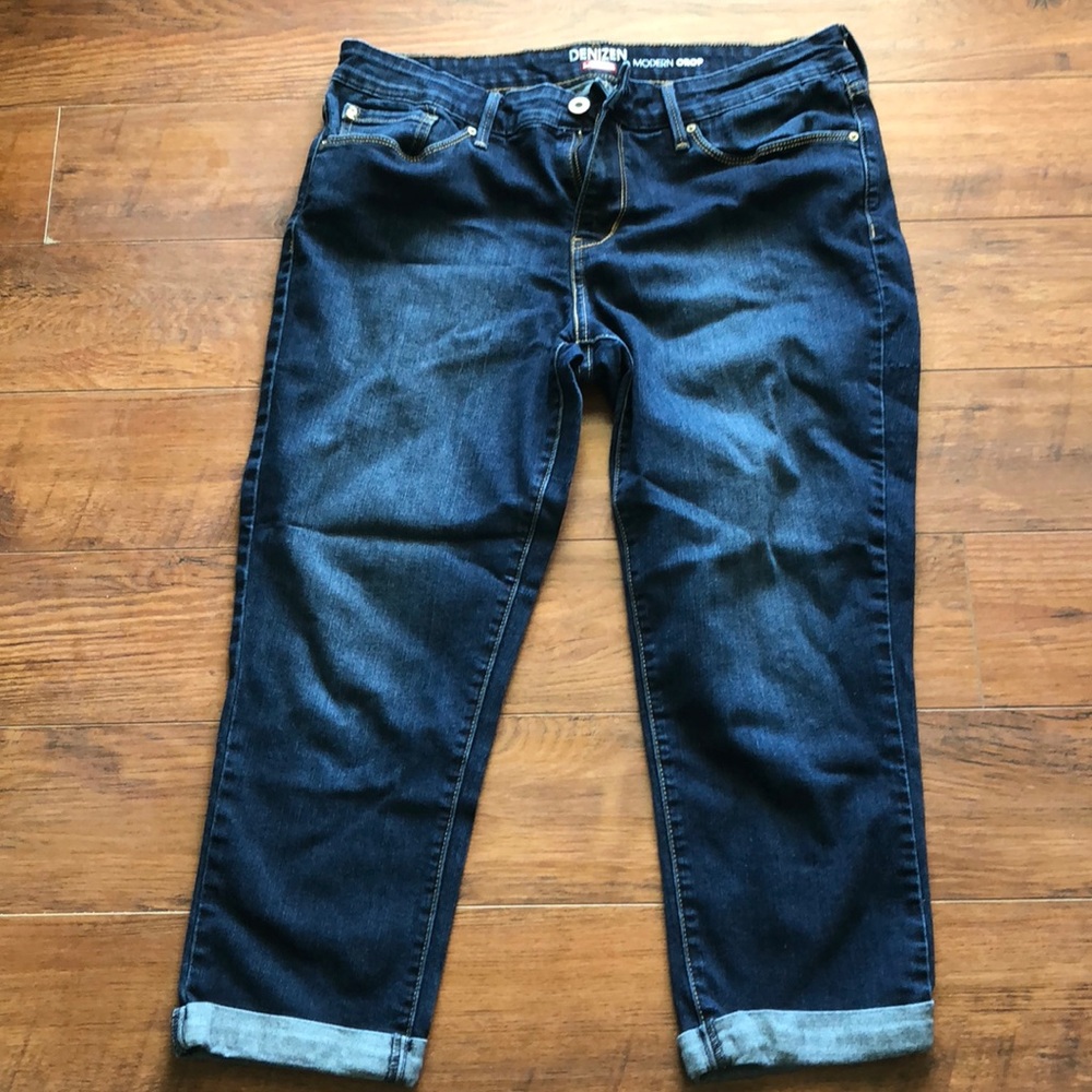 Darker blue jean capris